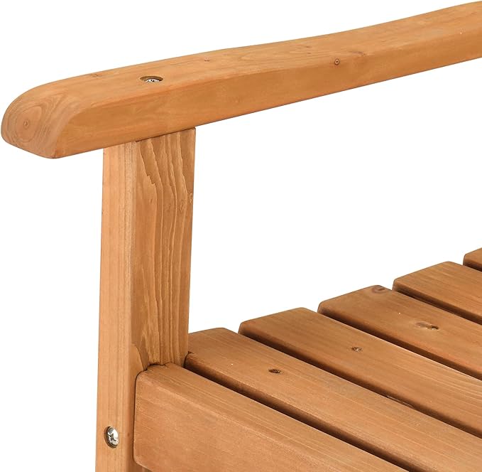 46" Outdoor Garden Bench Solid Wood Patio Park Bench Elegant Porch Deck Loveseat with Back and Armrest