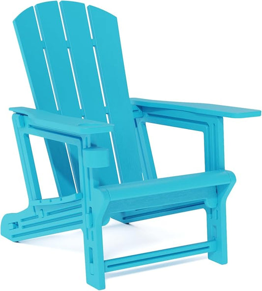 Adirondack Chair, Plastic Patio Chair Cup Holder Without Screws Install, Outdoor Chair 400 LBS Capacity, Weather Resistant for Garden Backyard Lawn Beach (Sky Blue)