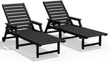 5-Position Adjustable Patio Chaise Lounge - 78'' HDPE Outdoor Lounger with Rolling Wheels & Cup Holder, Longer, Wider - Photo 1