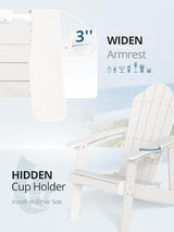 LUE BONA HDPE Adirondack Chairs Set of 6 - Salt-Spray Resistant Outdoor Seating with Cup Holder, Ideal for Poolside - Photo 3