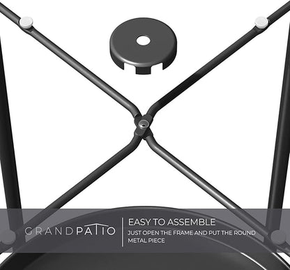 Grand patio Outdoor Side Table, 2-Tier Metal Round End Table, Black