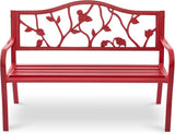 50" Outdoor Garden Bench, Cast Iron Metal Outdoor Benches Weatherproof with Artistic Strawberry Backrest - Photo 1