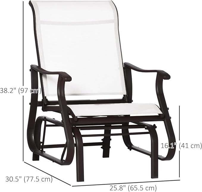 Outsunny Outdoor Glider Chair, Gliders for Outside Patio with Steel Frame and Mesh Fabric for Backyard, Garden - Photo 3