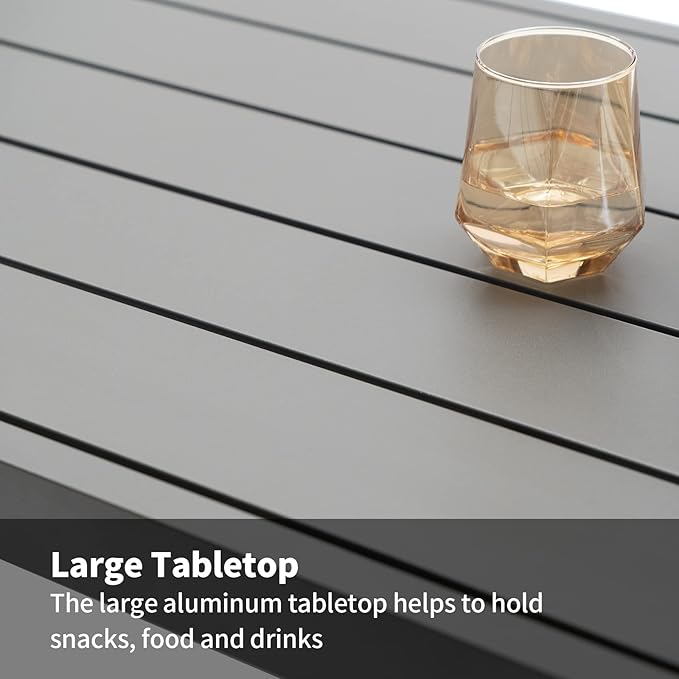 Outdoor Patio Coffee Table All-Weather Aluminum Rectangle Coffee Tables for Garden Backyard Contemporary End Tables, Grey Frame