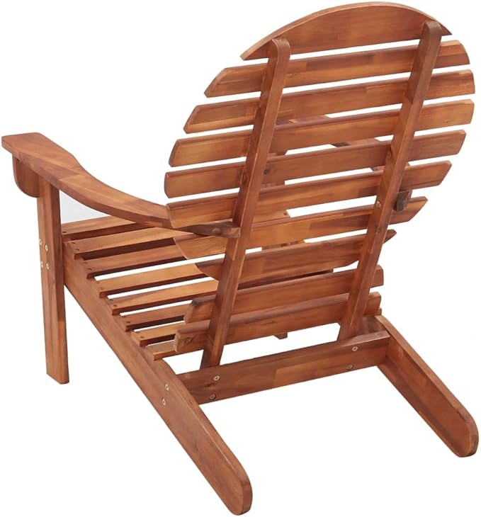 vidaXL Solid Acacia Wood Adirondack Chair - Weather Resistant, Comfortable High Backrest & Wide Armrests, Easy to Clean - Photo 6