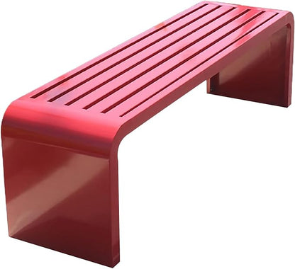 Waterproof Outdoor Garden Bench, Steel Frame Outdoor Bench, Metal Garden Bench 100/120/150/180cm, 500 LBS Weight Capacity, for Park Yard Patio Deck Lawn (Color : Rojo, Size : 47x15x18inch)