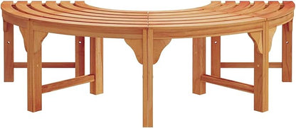 Tree Bench Set 2pcs Natural Solid Eucalyptus Wood Vintage Vibe Garden Patio Bench