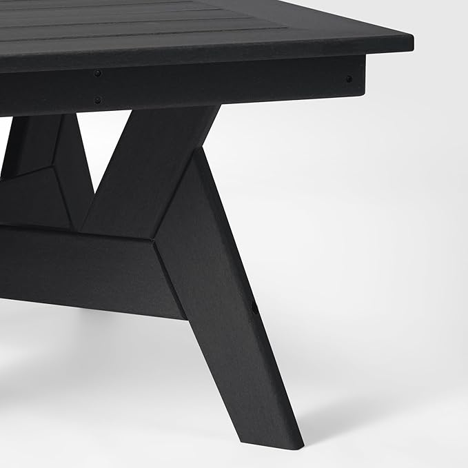 WestinTrends Avalon Modern Low Outdoor Patio Square HDPE Coffee Table, Black