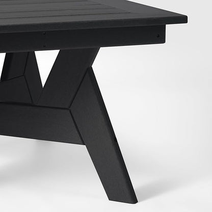 WestinTrends Avalon Modern Low Outdoor Patio Square HDPE Coffee Table, Black