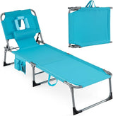 Giantex Face Down Tanning Chair, Folding Beach Lounge Chair w/ 4-Position Adjustable Backrest - Photo 1
