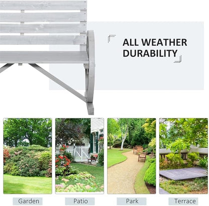 Porch Patio Bench, Outdoor Bench Chair, 41.5" L Porch Patio Bench, Outdoor Garden Bench Patio Park Bench Patio Seating Sturdy Patio Bench Porch Bench Furniture Chair Seat for Outside, Fir Wood -Gray