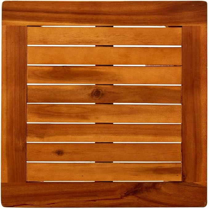 Coffee Table Natural Wood Solid Acacia Wood 17.7x17.7 in Simple,Solid Acacia Wood Outdoor Coffee Table with Slatted Design for Garden & Patio Patio Furniture