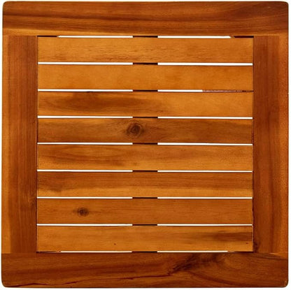 Coffee Table Natural Wood Solid Acacia Wood 17.7x17.7 in Simple,Solid Acacia Wood Outdoor Coffee Table with Slatted Design for Garden & Patio Patio Furniture
