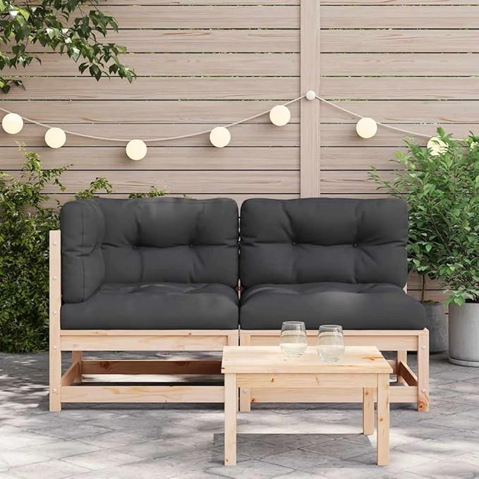Rustic 2-Seater Garden Sofa Set with Weather-Resistant Cushions and Modular Design for Outdoor Patio Balcony Seating