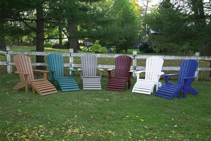 Leisure Lawns Poly Plastic Fanback Adirondack Chair, Outdoor Patio Chair - Amish Made in USA (Blue)