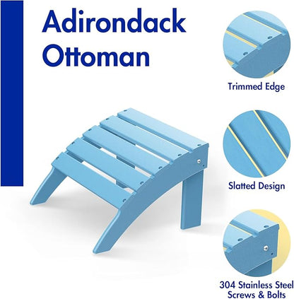 BRIOPAWS Adirondack Ottomans | Folding | Set of 2 | HDPE Plastic | Arctic Outdoor Foot Rest | All Weather | Patio Footrest for Adirondack Chair | Foot Stool for Deck Porch | 19.7W x 18.5L x 13H Inch