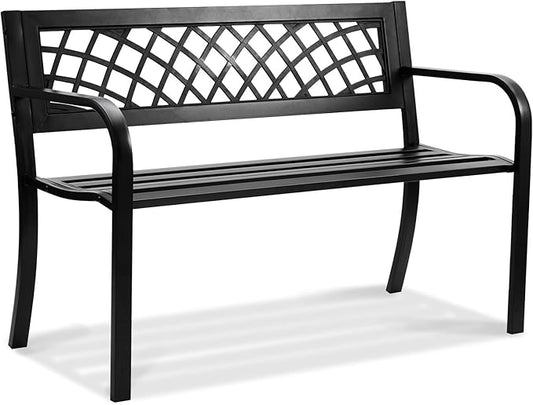 Outdoor Bench 46 in Metal Garden Bench 480 lbs Park Patio Yard Porch Bench