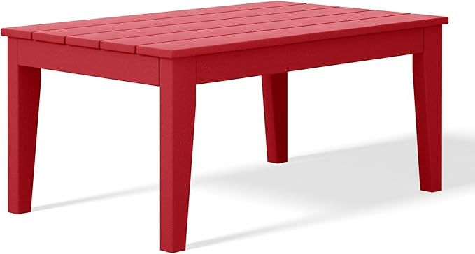 WestinTrends Malibu Low Outdoor HDPE Patio Rectangle Coffee Table, Red