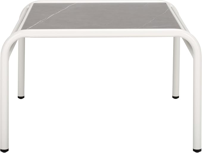 SAFAVIEH Outdoor Patio Furniture Core White Metal & Sintered Stone Coffee Table (Fully Assembled)
