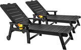 ONBRILL Patio Chaise Lounge Set of 2, Outdoor Lounge Chairs with 5-Level Adjustable Backrest, CupHolder, No Fade - Photo 1