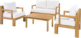 4 Piece Acacia Wood Patio Furniture Set with Coffee Table, Loveseat and 2 Chairs - Photo 3