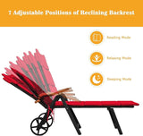 Tangkula Foldable Outdoor Chaise Lounger, Wicker Lounger Chair with Aluminum Black Frame, Wheels for Easy Moving - Photo 5