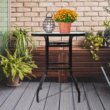 Outdoor Bar Table with Umbrella Hole, End Table with Glass Top - Photo 9