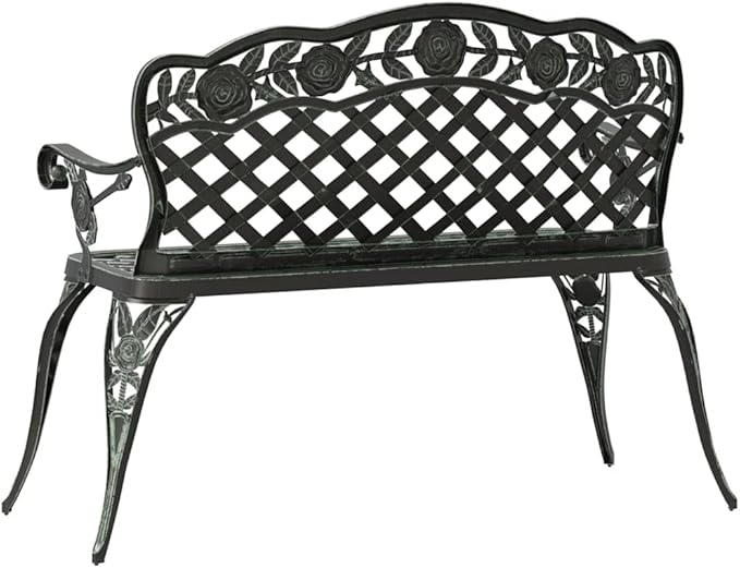 Garden Bench Deck Bench Patio Bench 42.5" Cast Aluminum Green