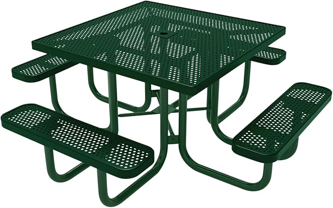 COATEDOUTDOORFURNITURE Heavy-Duty Portable Outdoor Picnic Table with Umbrella Hole - Photo 1