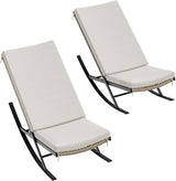 GarveeLife Outdoor Rocking Lounge Chair Set of 2, Patio Chaise Lounge with Removable Cushion for Napping Relaxing - Photo 7