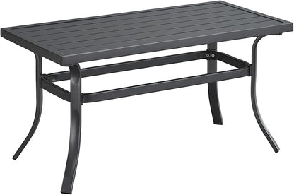 ONBRILL Small Metal Outdoor Coffee Side Table, Steel Coffee Tables for Patio, Outside, Garden, Balcony, Backyard and Living Room, Rectangle, Grey