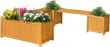 VINGLI Outdoor Wood Bench with Planter Boxes, 2-in-1 All-Weather Porch Bench Seat ＆ Open-Ended Wooden Raised Garden Bed - Photo 1