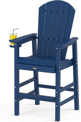 VINGLI Tall Adirondack Chair, All-Weather Plastic Adirondack Chair with Cup Holder Heavy-Duty Outdoor Barstools for - Photo 1