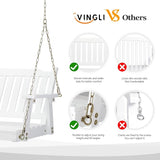 VINGLI Heavy Duty 880 LBS 4 FT Outdoor Porch Swing, Patio Hanging Swing Bench for Yard, White - Photo 2