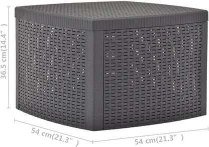 Side Table,Garden Table,Weather Resistant,with Convenient Storage Area for Refreshments,with an Attractive, Flat, Rattan-Look Design,Mocha 21.3"x21.3"x14.4" Plastic