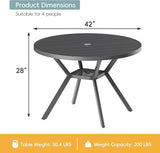 42" Outdoor Patio Table Dining Table, All Weather Metal Round Patio Table with Adjustable Umbrella Hole - Photo 3
