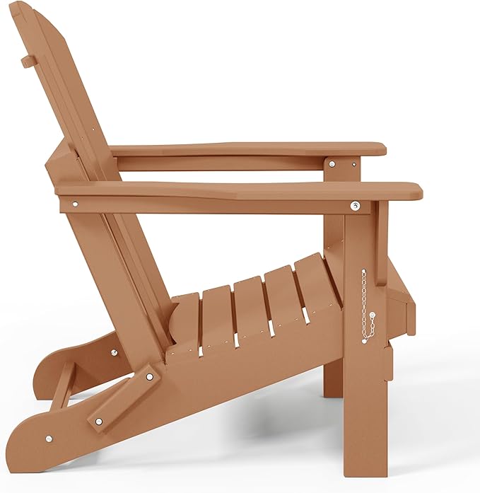 WestinTrends Malibu Malibu Outdoor Folding Poly Adirondack Chair (Set of 8), Teak