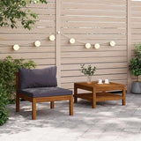 Outdoor Loveseat Acacia Wood Patio Couch 27.2 x 25.6 x 13.8 in Dark Grey Modular Sectional for Garden Balcony Living - Photo 1