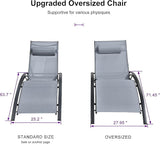 PURPLE LEAF Patio Oversized Chaise Lounge Chair Set with 2 Side Table Pool Adjustable Recliner Chairs for Outside Beach - Photo 3