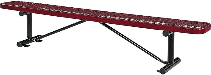 Global Industrial 8'L Heavy Duty Expanded Metal Mesh Flat Bench with Steel Frame, Portable Outdoor Bench, 1000 lbs Capacity, Red, 96" L x 14-1/2"W x 18" H