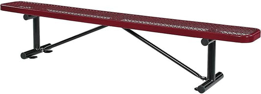 Global Industrial 8'L Heavy Duty Expanded Metal Mesh Flat Bench with Steel Frame, Portable Outdoor Bench, 1000 lbs Capacity, Red, 96" L x 14-1/2"W x 18" H