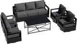 Outdoor Aluminum Furniture Set, 5-Piece Patio Conversation Set, 4 Swivel Chairs, 1 Sofa and 1 Table - Photo 9
