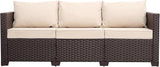 Patio Furniture 3-seat Sofa Wicker Outdoor Furniture Outdoor Couch Deep Seat Hight Backrest Non-Slip Cushions, Khaki - Photo 7