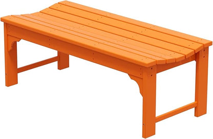 WO Home Furniture Outdoor 46" Backless HDPE Adirondack Bench, Poly Lumber Seat for Patio, Backyard, Balcony, All Weather Resistant with UV Protection, Orange