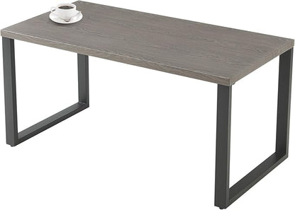 Belord Patio Coffee Table: Rectangular Heat Transfer Top Metal Outdoor Coffee Table with Storage, Anti-Rust Frame Modern Outdoor Table Furniture, 59" W Grey