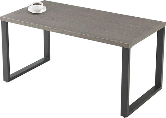 Belord Patio Coffee Table: Rectangular Heat Transfer Top Metal Outdoor Coffee Table with Storage, Anti-Rust Frame Modern Outdoor Table Furniture, 59" W Grey