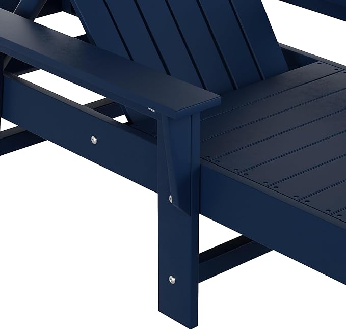 WestinTrends Dylan 3 Piece Adirondack Reclining Chaise Lounge with Arms Navy Blue