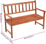 Rustic Outdoor Acacia Wood Bench with Removable Polyester Cushion, Durable Solid Wood Garden Seating for Patio - Photo 2
