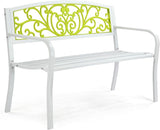 VINGLI Outdoor Bench for Patio Metal Garden Bench w/PVC Back Pattern - Photo 1