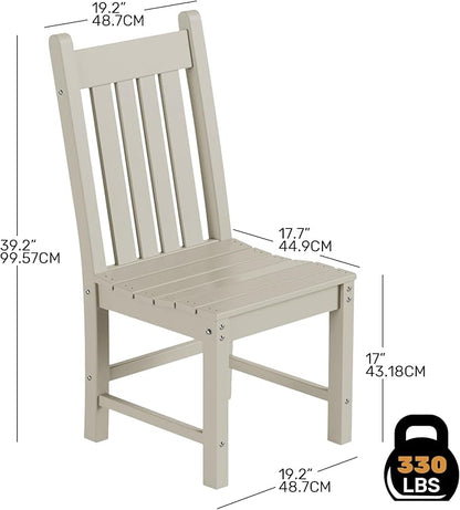 Costaelm Armless Outdoor Chair, Patio Adirondack Chair, HDPE Poly Lumber Waterproof Restaurant Bistro Kitchen Dining Chair for Outside Porch Backyard Garden, Sand